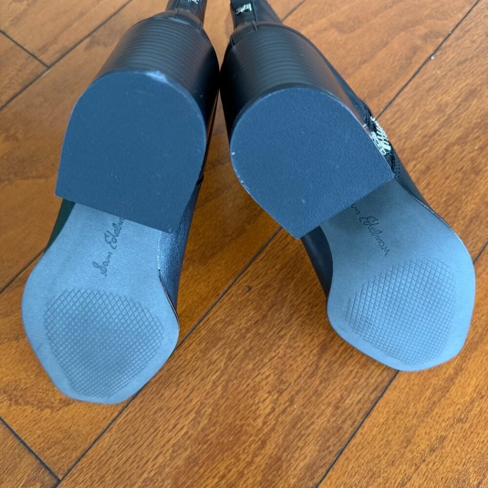 Sam Edelman Carlysle Black Leather Block Heel Silver Zipper Ankle Boots (SIZE 5) - Picture 7 of 9